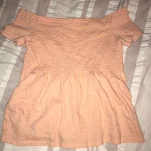 Light orange off the shoulder top